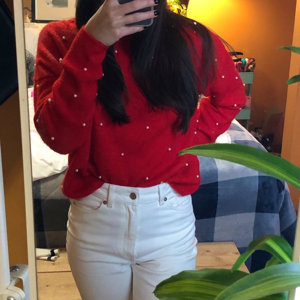 H&M Red Pearl Sweater